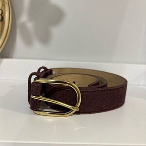 Banana Republic Burgundy Suede Belt with Gold Buckle Size XS